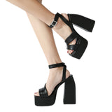Cinessd  Platform Sandals Women High-Heeled Sandals Women Summer New 2022 Thick Bottom Demonia Shoes Elegant Crystal Chunky Heels Pumps