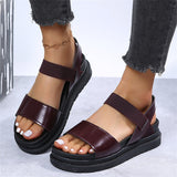 Cinessd  Design Open Toe Platform Chunky Heel Punk Leisure Women's Sandals Casual Buckle Black White Trendy Shoes Woman