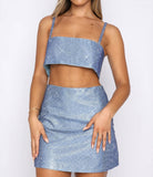 Cinessd  Sexy Glitter Two Piece Set Women Summer Off Shoulder Strap Crop Top + Bodycon Mini Skirts Sequins Matching Set Summer Clothes