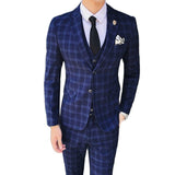 CINESSD     Men's 3 Piece Set Suit Set Coat Vest Pants / Male Business British Style Official Plaid Blazer High Quality Fashion Trousers