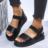 Cinessd  Design Open Toe Platform Chunky Heel Punk Leisure Women's Sandals Casual Buckle Black White Trendy Shoes Woman