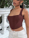 Cinessd  High Quality Summer Crop Top Y2k Women 2022 New Arrivals V Neck Strechy Lined Sexy Top Coffee Female Crop Top For Party Club