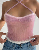 Cinessd  Gradient Knitted Sexi Camis Mohair Y2K Summer Hollow Out Cute Halter Backless Tank Streetwear 90S Girls Crop Top