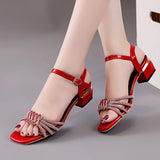 CInessd 2022 Women Shoe Pumps Luxury Flat Fashion Rhinestone Designer High Heel Open Toe Chunky Sandal