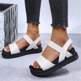 Cinessd  Design Open Toe Platform Chunky Heel Punk Leisure Women's Sandals Casual Buckle Black White Trendy Shoes Woman