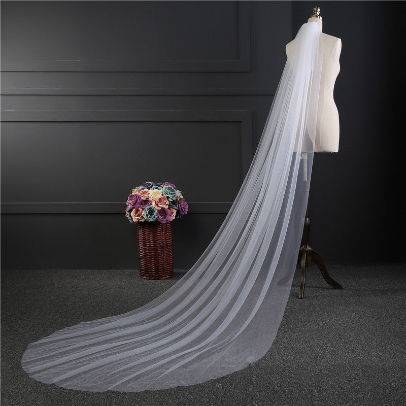Cinessd Back to school outfit Cheap Real Photos 3M Or 2M White/Ivory Wedding Veil One-Layer Long Bridal Veil Head Veil Wedding Accessories