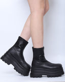 Cinessd  Platform Chunky Heeled Stretch Mid Calf Boots For Women Brand Designer Casual Punk Gothic Autumn Black Shoes Woman