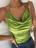 Cinessd  Sexy Halter Backless Low Cut Camisole Top Women Casual Ruched Tank Tops 2022 Summer Lolita Y2K Clothes
