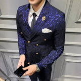 CINESSD    ( Jacket + Vest + Pants ) High-end Brand Fashion Jacquard Groom Wedding Dress Suit 3 piece Suit Male Slim Casual Business Suit