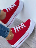 Back To School  Women's Canvas Shoes Summer European and American New Thick-soled Lace-up Canvas Shoes Women's Low-top Shoes