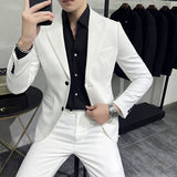 CINESSD  Men Double Breasted Vest Suit Trousers /  Business Formal Dress Slim Fit Groom Wedding Dress Blazers Jacket Pants 3 Pcs Set