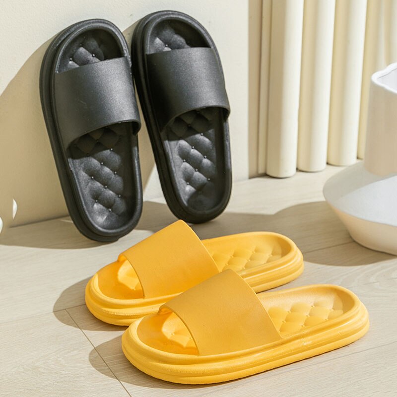 Cinessd  Home Anti-Slip Bathroom Slides Women EVA Soft Sole Cloud Slippers Summer Sandals 2022 New Thick Platform Orthopedic Flip Flops