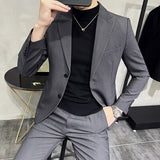 CINESSD  Men Double Breasted Vest Suit Trousers /  Business Formal Dress Slim Fit Groom Wedding Dress Blazers Jacket Pants 3 Pcs Set