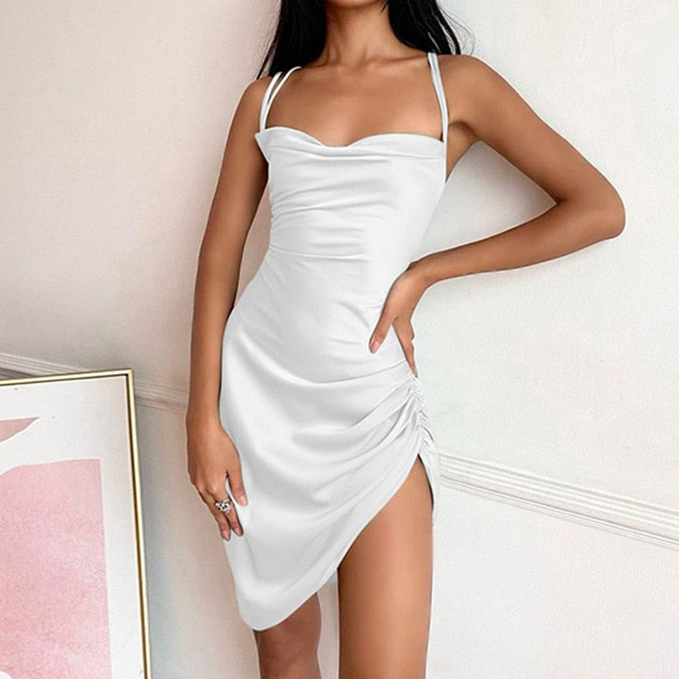 Cinessd Back to school outfit Black Sexy Party Dress Backless Elegant Casual Women's Dresses Gala Evening Dress Summer Robe Bodycon Vestido Y2K Clothes