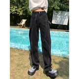 Cinessd  Black Vintage Jeans Woman's High Waist Summer Wide Leg Denim Trouser Baggy Harajuku Streetwear Chic Design Straight Jean Pants