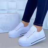 Back To School  Women's Canvas Shoes Summer European and American New Thick-soled Lace-up Canvas Shoes Women's Low-top Shoes