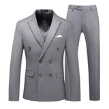 CINESSD     Blazer Pants Double Breasted Tuxedo Suit Men Business Work Wedding Formal Sets Solid Jacket with Trousers Slim Casual Clothing