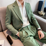 CINESSD   ( Jacket + Pants ) Spring and Summer New Boutique Fashion Men's Formal Business Suit 2-piece Set Groom Wedding Dress Party Suit