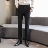 CINESSD   Men's Formal Office Business Suit Pants 16 Colour M-6XL Boutique Fashion Pure Color Thin  Wedding Dress Costume Male Trousers