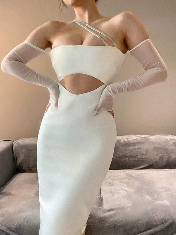 Cinessd Back to school outfit Summer Summer Bodycon Dress Women White Party Dress 2022 New Arrivals Off The Shoulder Sequin Dress Evening Club Night Dress