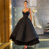 Cinessd Back to school outfit Black Evening Dresses Elegant Spaghetti Strap Sweetheart Tulle Party Dress Sexy A-Line Puff Ball Gowns Women Robe De Soirée