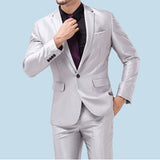 CINESSD     New Men's Boutique Business Solid Color Wedding Hostess Suits Pants / Male Evening Dress Blazers Jacket Trousers 2 Pcs Set