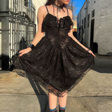Cinessd  Retro Fairycore Grunge Corset Mini Dresses Y2K Sexy Flare Sleeveless Bandage Ruffles Elegant Aesthetic Harajuku Slim Dress
