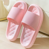 Cinessd  Home Anti-Slip Bathroom Slides Women EVA Soft Sole Cloud Slippers Summer Sandals 2022 New Thick Platform Orthopedic Flip Flops