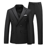 CINESSD     Blazer Pants Double Breasted Tuxedo Suit Men Business Work Wedding Formal Sets Solid Jacket with Trousers Slim Casual Clothing