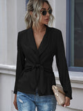 Cinessd  New V-Neck Strap Long Sleeve Solid Color  Woman Jacket  Women Blazers  Office Lady  Suit Blazer  Coat  Jacket Women  Casual