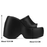 Cinessd  Platform Slip On Open Toe Summer Women Mules Sandals Shoes Punk Thick Bottom Wedges Chunky Heel Casual Leisure Orange Shoes