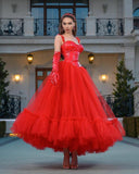 Cinessd  Gorgeous Red Tiered Ruffles Prom Dresses Pleat Ruched Spaghetti Strap Dubai Women Evening Dress Formal Party Gown 2022