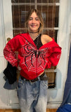 Cinessd  2023 Y2k Emo Women Streetwear Hoodie Spider Web Red Zip Up Hoodies Grunge Oversized Sweatshirt Gothic Harajuku Alt Jackets Clothes