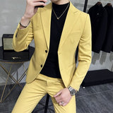 CINESSD  Men Double Breasted Vest Suit Trousers /  Business Formal Dress Slim Fit Groom Wedding Dress Blazers Jacket Pants 3 Pcs Set