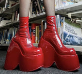 Cinessd  Women Platform Boots Super High Heel Elastic Botas Femininas Nightclub Street Female Shoes Thick Bottom Women's Ankle Boots