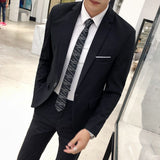 CINESSD    3 Pcs Set Suits Jacket Pants Vest / Spring Autumn Fashion Men Casual Boutique Business Slim Fit Wedding Solid Color Formal Dress