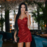 Cinessd  Knitting Sequins Summer Bodycon Sexy Dress Woman Night Club Ruched Outfits Party Women's Fashion Dresses For Women 2022 Vestidos