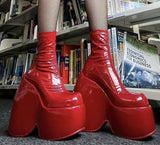 Cinessd  Women Platform Boots Super High Heel Elastic Botas Femininas Nightclub Street Female Shoes Thick Bottom Women's Ankle Boots
