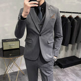 CINESSD    7XL Blazers Vest Pants 3Pce and 2pce Set High Grade Fashion Pure Color Mens Slim Formal Business Suit Groom's Mens Wedding Dress