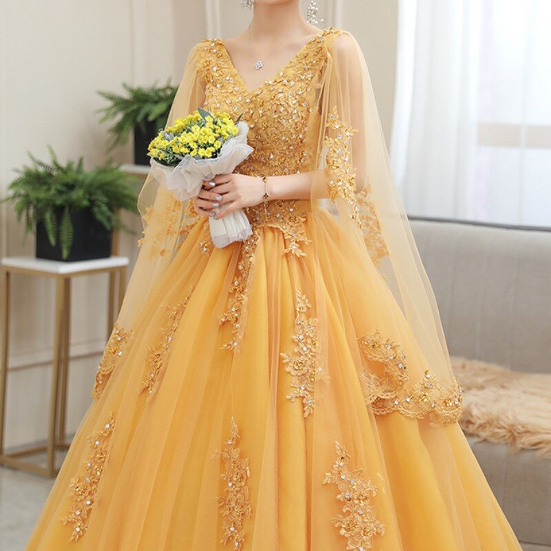 Cinessd  fashion inspo    Lace Beading Quinceanera Dresses with Cape Small V Neck Gowns Sleeveless Big Hemline Ball Gown Robe 2023 Vestidos De Noche