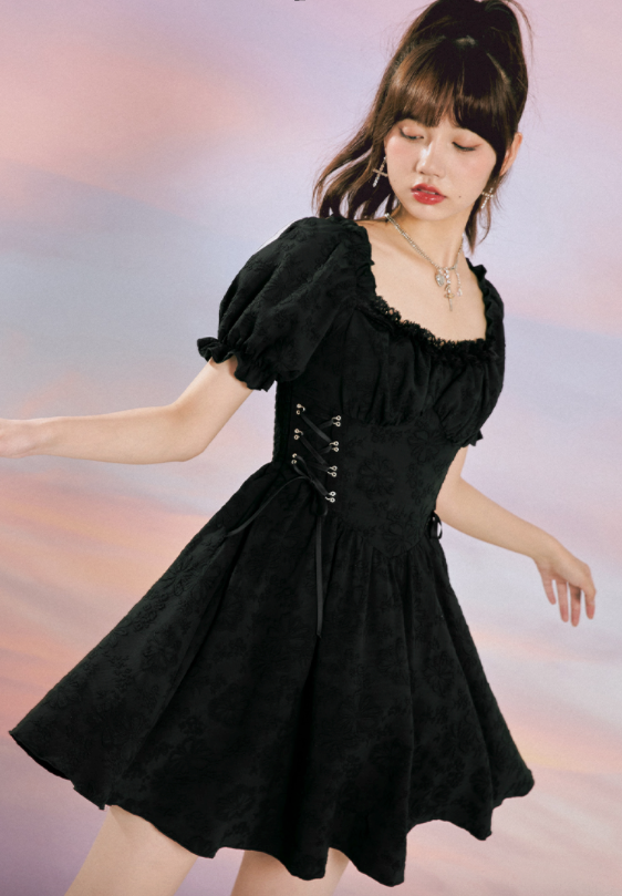 Cinessd - Baroque Jacquard Lace Dress ~ HANDMADE