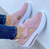 Cinessd 2022 New Ladies Vulcanized Sneakers Thick Sole Solid Color Flat Women Shoes Casual Breathable Velcro Ladies Walking Sneakers