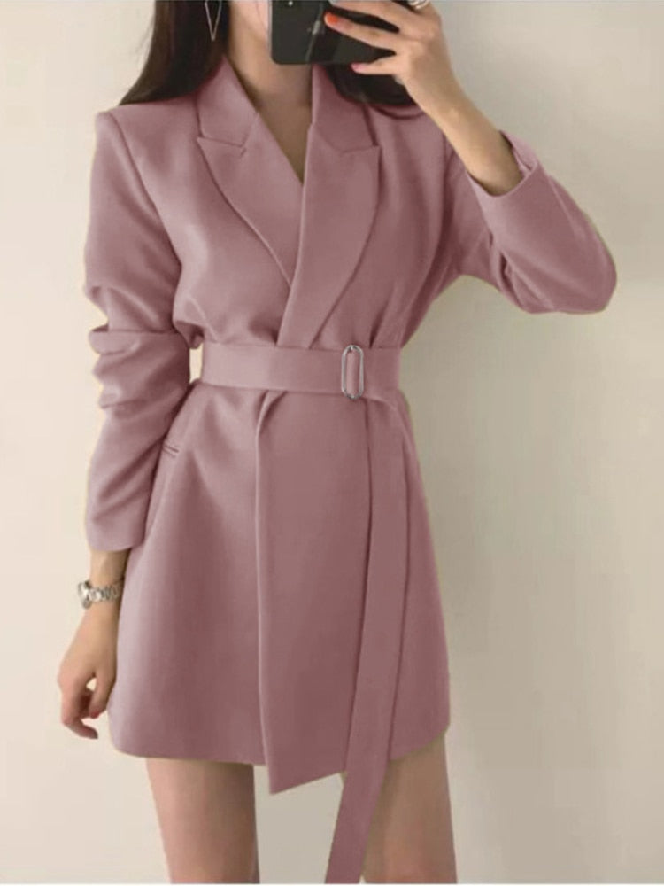 Cinessd  Retro Belt Casual Temperament Suit  Suit Women Blazer Set Office Lady Suit Blazer Blazer Women Colorful Blazer Jacket For Women