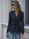 Cinessd  New V-Neck Strap Long Sleeve Solid Color  Woman Jacket  Women Blazers  Office Lady  Suit Blazer  Coat  Jacket Women  Casual