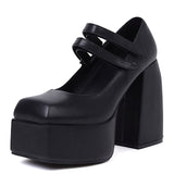Cinessd  Luxury  Mary Jane Pumps Women Shoes Platform High Heels Buckle Office Elegant Goth Spring Black White Heeled Shoes Woman