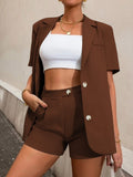 Cinessd  Summer New Fashion Leisure Loose Short Sleeve Suit Jacket High Waist Shorts Office  Blazer And Shorts Sets For Women Oversize