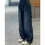 Cinessd  Women Vintage Y2K Streetwear Baggy Cargo Jeans High Waisted Straight Wide Leg Pants Denim Trousers Fairy Grunge Alt Clothes