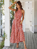 Cinessd  Summer New Fashion Sexy Off The Shoulder Waist Large Swing Print Casual Bohemian Beach A-LINE Office Lady  Dresses Women