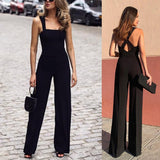 Cinessd  2024 Summer Jumpsuit Wide Leg Straight Leg Mid-Wais Backless Black Pants Thin Style Womens Pants