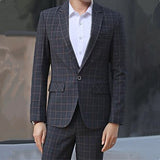 CINESSD    3 Pcs Suits Set Blazers Jacket Pants Vest /  Fashion Men's Casual Boutique Business Slim Fit Wedding Plaid Formal Dress Coat